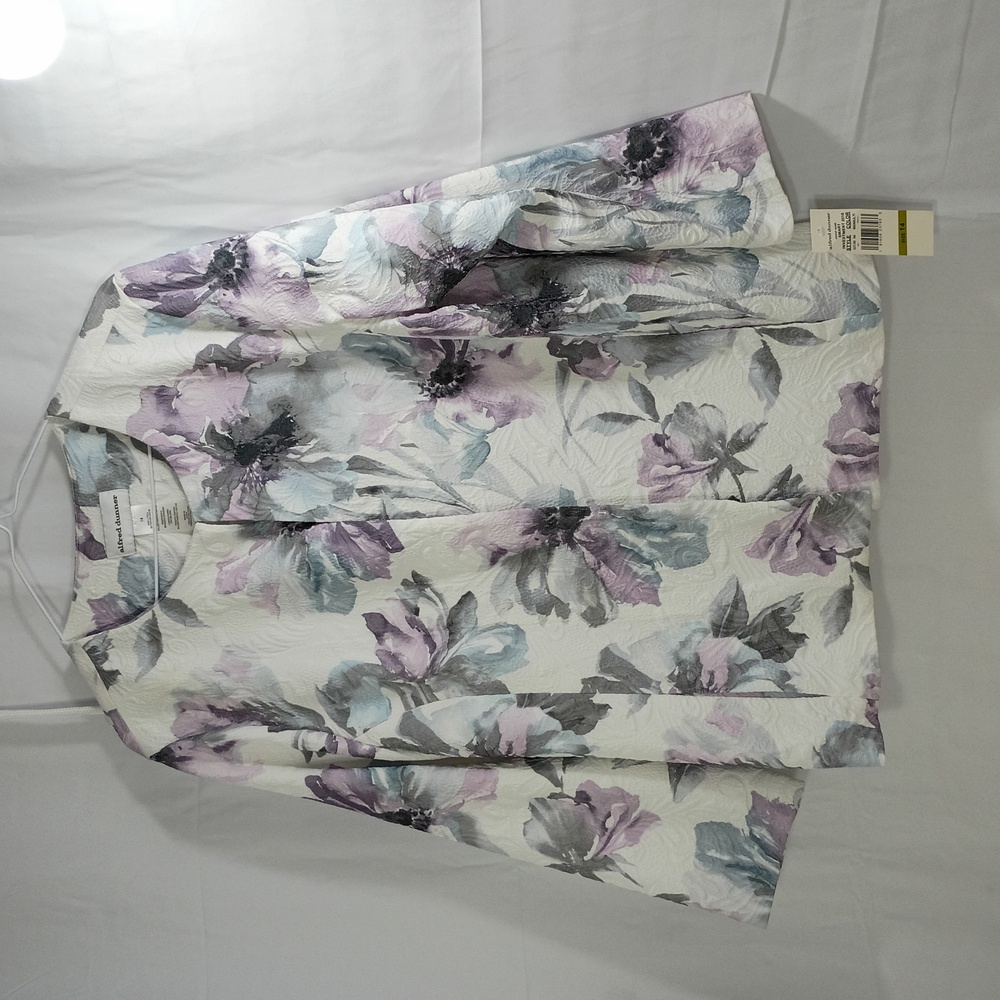 Alfred Dunner ,  Pastel Floral Blazer - White, Lavender, Charcoal